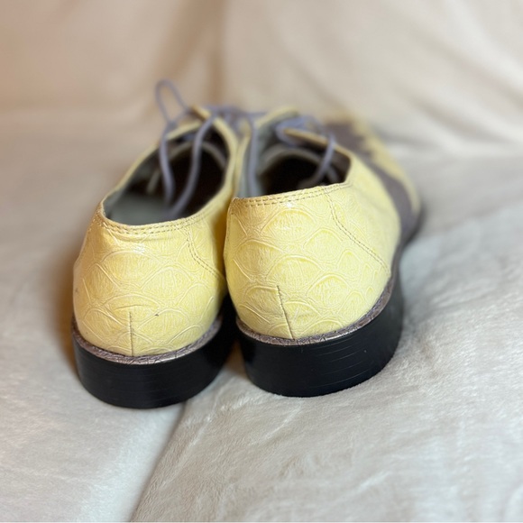 SIO Cream & Gray Croc-Embossed Leather Classy Dress Shoes Square Toe Men’s 11 - Picture 4 of 7